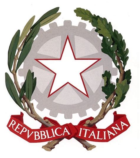 Stella su una ruota dentata con rami di ulivo e quercia