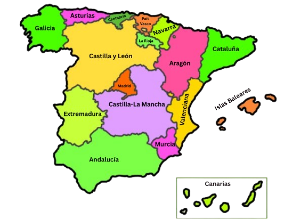 map of spain's regions