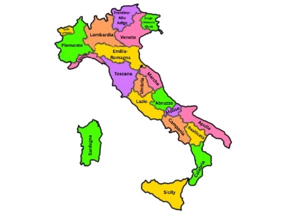 mappa delle regioni d'Italia